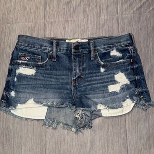 Hollister Dark Blue Distressed Jean Shorts